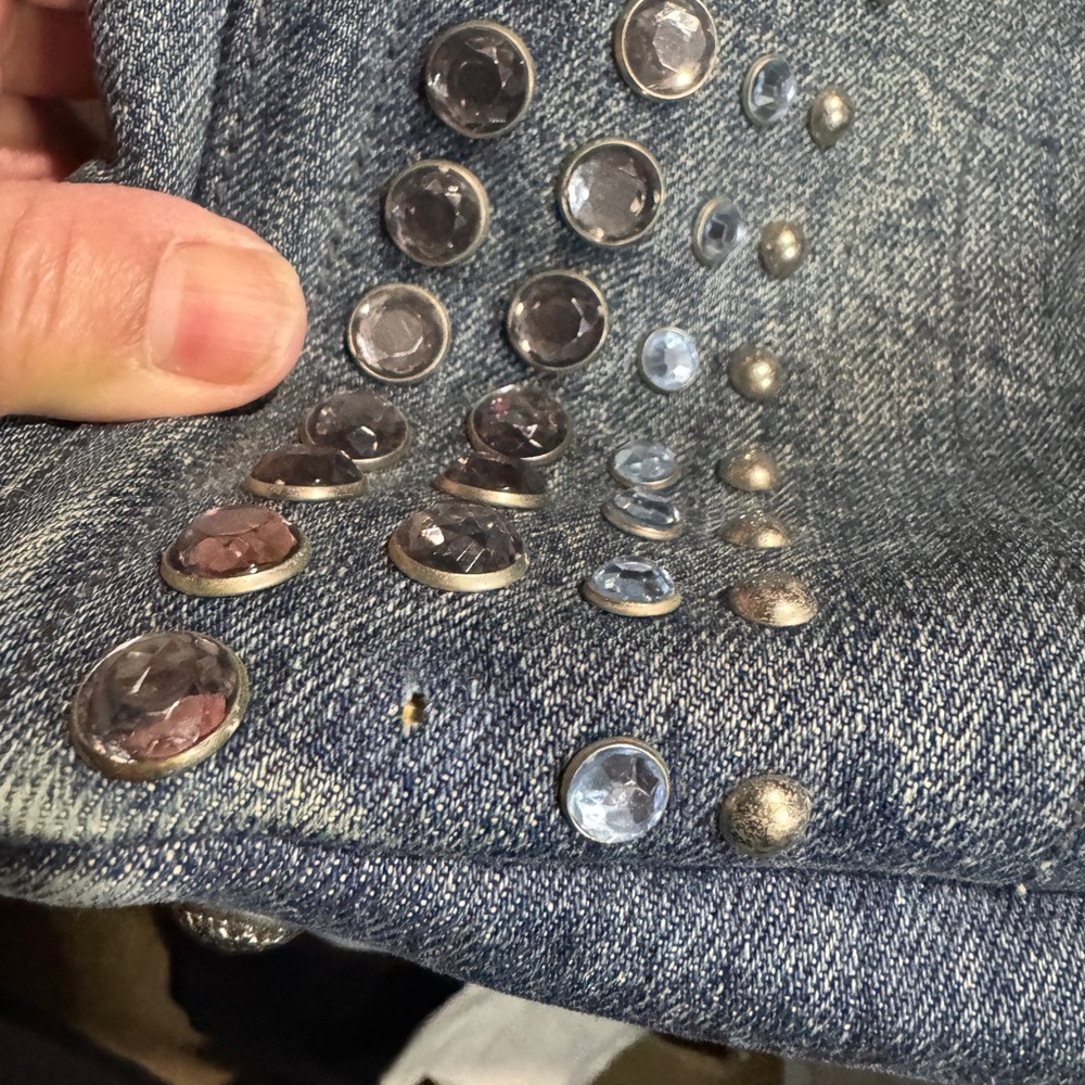 Prada Canapa studded with sparkly bling Blue Denim Studded Tote Bag - Picture 9 of 14